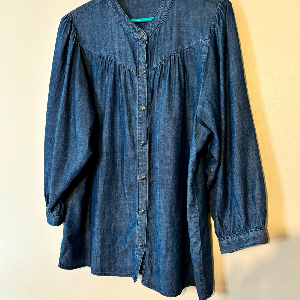 J. McLaughlin Denim Shirt Women’s Size Large - Picture 2 of 7